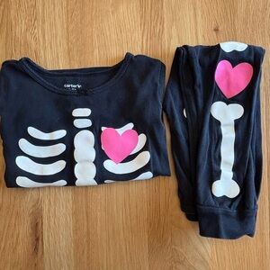 Carter's Halloween Pajama Set with Pink Heart Skeleton Design